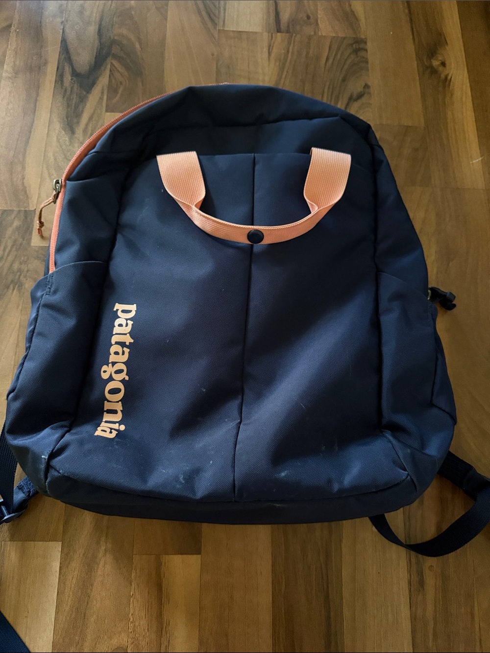 Patagonia Navy Backpack with Peach Accents